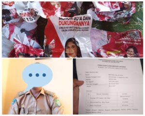 Oknum ASN di Obi Dilaporkan Ke Panwascam Dugaan Merusak Atribut Caleg