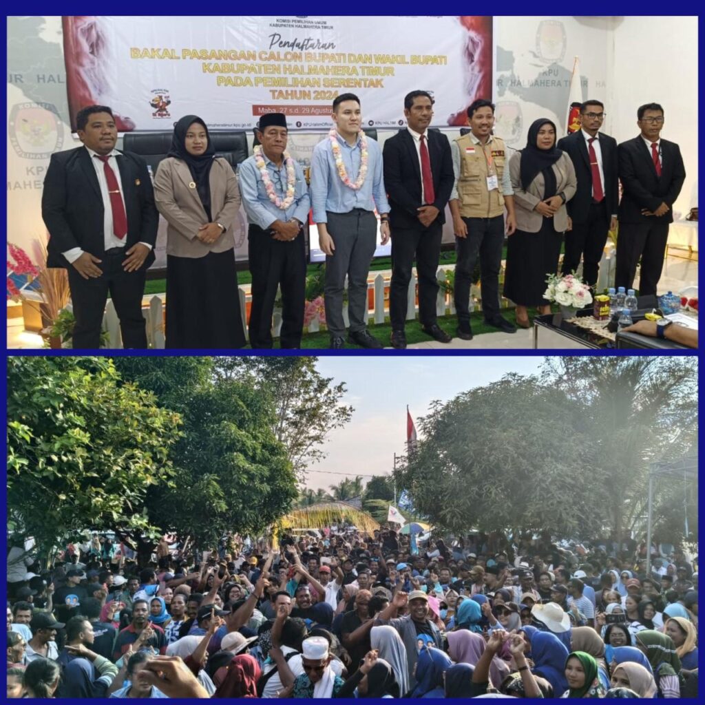 Bersama Ribuan Pendukung, Farel-Jadi Resmi Daftar Calon Bupati dan Wakil Bupati Haltim