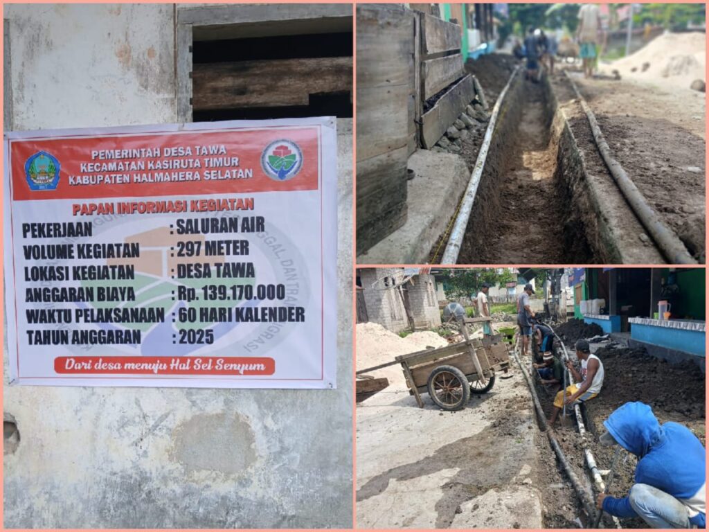 297 Meter Saluran Air di Desa Tawa Dibangun Dengan Dana Desa
