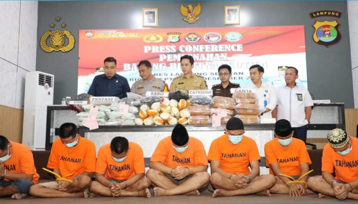Ratusan Kg Narkoba Dimusnahkan Mapolres Lampung Selatan, Bupati Saksikan Pemusnahan Terbesar Sepanjang 2025