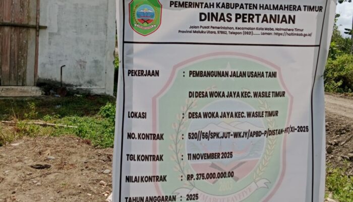 Pemilik CV Khatulistiwa Perkasa Bungkam, Proyek Jalan Tani di Haltim Diduga Gunakan Material Ilegal